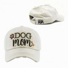 DOG MOM Factory Distressed Vintage Beige Cap Hat  eb-04524993